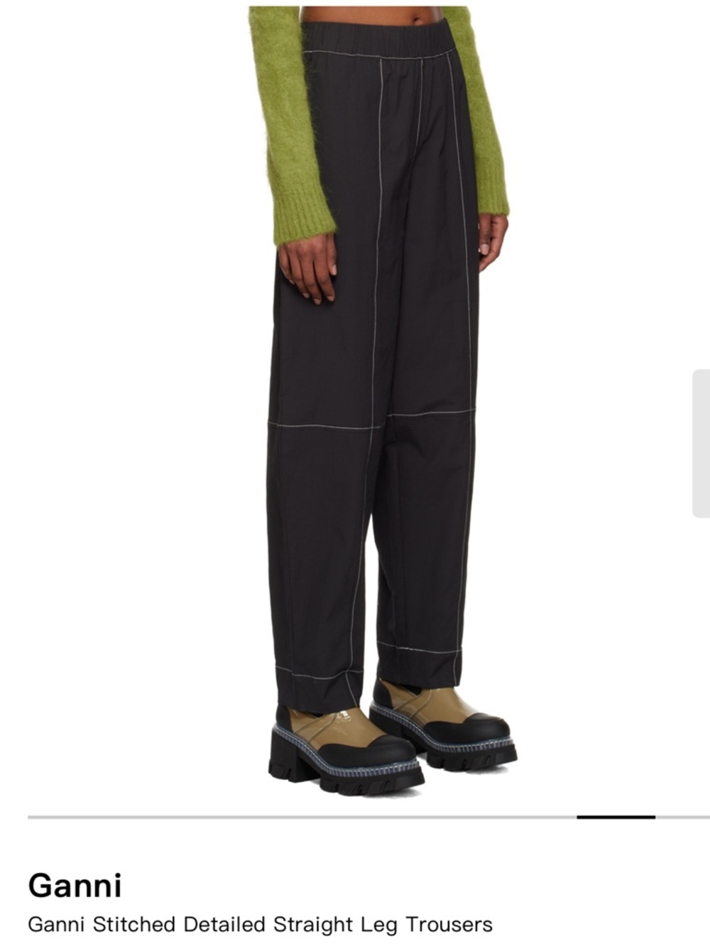 Ganni Black Stitched Trousers- medium/ EU 38/NWT